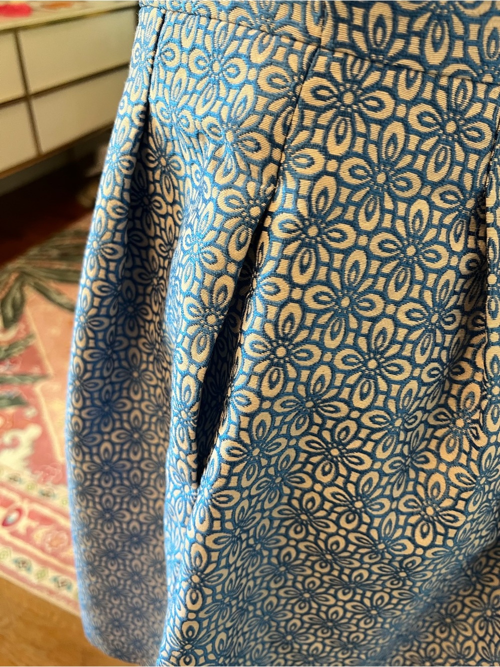 Banana Republic Blue White Fit & Flare Jacquard Dress Size 4 Sleeveless - Picture 11 of 14